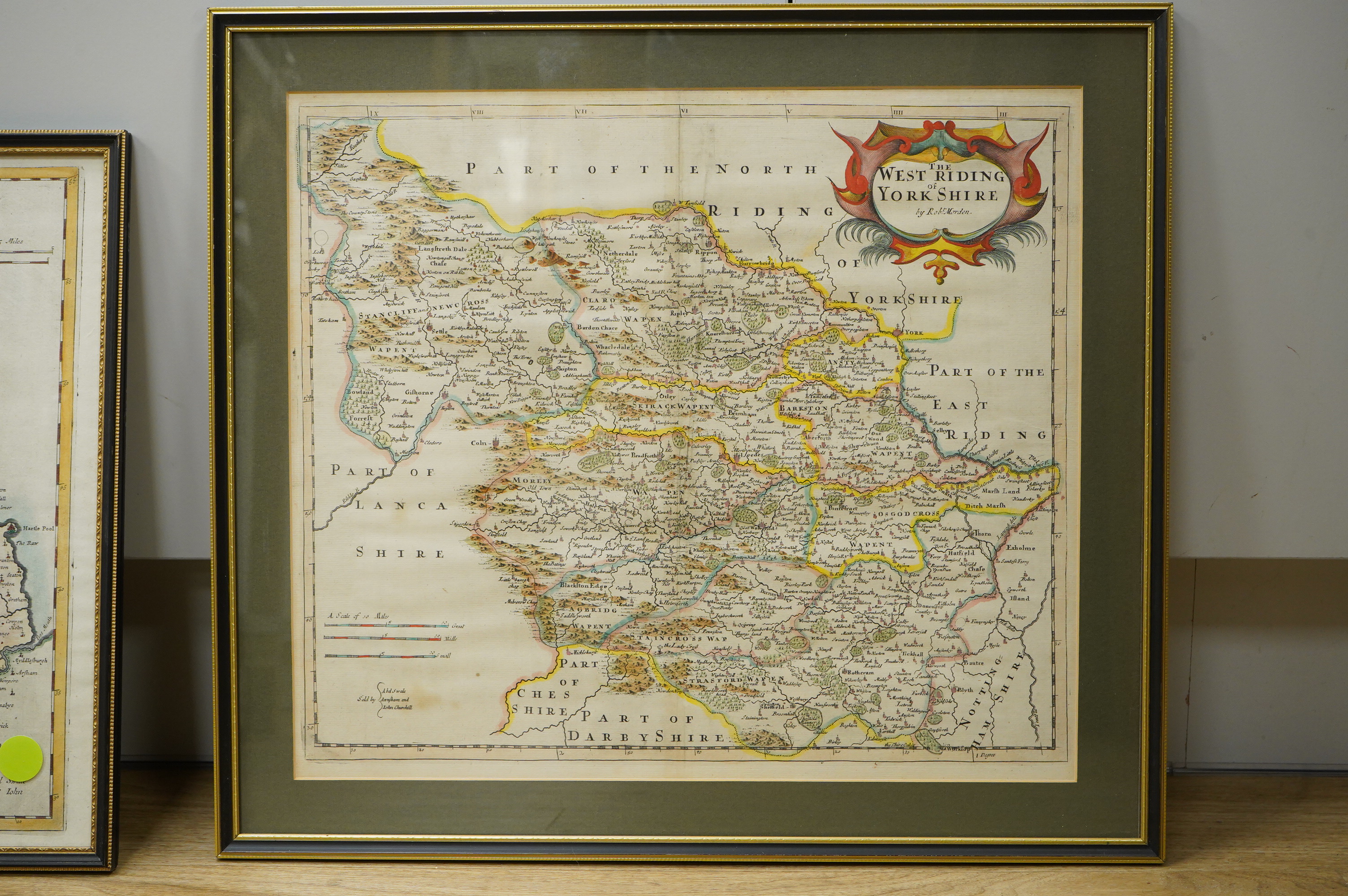 Robert Modern (1650-1703), Durham and The West Riding of Yorkshire’, two hand coloured engraved maps, sold by Abel Swale Awnsham and John Churchill, largest 37 x 42cm
